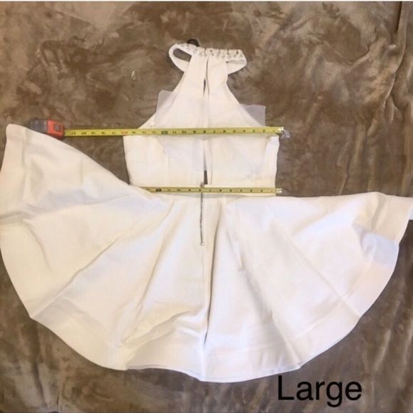 Crystal Embellished White Halter Low Front Dress with Open Back NWT S/M/L - Picture 6 of 10